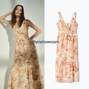 Mango Floral Maxi Dress in Peach and Cream